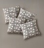 Handmade Cotton Charcoal and Off White Set of 4 (18x18inches) Cushion Covers