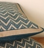 Handmade Cotton Chevron print in Ivory and Navy Blue  (16x16inches) Cushion Covers