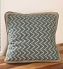 Handmade Cotton Chevron print in Ivory and Navy Blue  (16x16inches) Cushion Covers