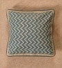 Handmade Cotton Chevron print in Ivory and Navy Blue  (16x16inches) Cushion Covers