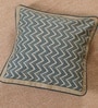 Handmade Cotton Chevron print in Ivory and Navy Blue  (16x16inches) Cushion Covers