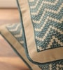 Handmade Cotton Chevron print in Ivory and Navy Blue  Set of 2 (16x16inches) Cushion Covers