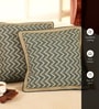 Handmade Cotton Chevron print in Ivory and Navy Blue  Set of 4 (16x16inches) Cushion Covers