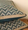 Handmade Cotton Chevron print in Ivory and Navy Blue  Set of 4 (16x16inches) Cushion Covers