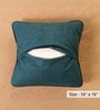 Handmade Cotton Chevron print in Ivory and Navy Blue  Set of 4 (16x16inches) Cushion Covers