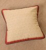 Handmade Cotton Ivory, Maroon, and Navy Blue Set of 2 (16x16inches) Cushion Covers