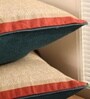 Handmade Cotton Ivory, Maroon, and Navy Blue Set of 2 (16x16inches) Cushion Covers