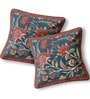 Handmade Cotton Ivory|Maroon and Navy Blue Colour(16x16inches) Cushion Covers