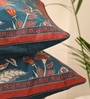 Handmade Cotton Ivory|Maroon and Navy Blue Colour(16x16inches) Cushion Covers