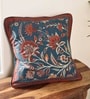 Handmade Cotton Ivory|Maroon and Navy Blue Colour Set of 2 (16x16inches) Cushion Covers