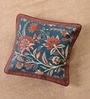 Handmade Cotton Ivory|Maroon and Navy Blue Colour Set of 2 (16x16inches) Cushion Covers