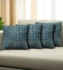 Handmade Cotton Ivory Maroon Blue Set of 3(16x16inches) Cushion Covers