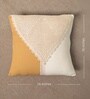 Handmade Cotton Mustard and Off White Crochet (16x16inches) Cushion Covers