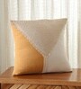 Handmade Cotton Mustard and Off White Crochet (16x16inches) Cushion Covers