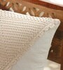 Handmade Cotton Mustard and Off White Crochet (16x16inches) Cushion Covers