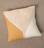 Handmade Cotton Mustard and Off White Crochet (16x16inches) Cushion Covers