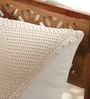 Handmade Cotton Mustard and Off White Crochet Set of 2 (16x16inches) Cushion Covers