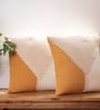 Handmade Cotton Mustard and Off White Crochet Set of 2 (16x16inches) Cushion Covers