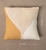 Handmade Cotton Mustard and Off White Crochet Set of 2 (16x16inches) Cushion Covers