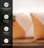 Handmade Cotton Mustard and Off White Crochet Set of 2 (16x16inches) Cushion Covers