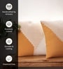 Handmade Cotton Mustard and Off White Crochet Set of 3 (16x16inches) Cushion Covers