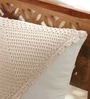 Handmade Cotton Mustard and Off White Crochet Set of 3 (16x16inches) Cushion Covers