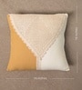 Handmade Cotton Mustard and Off White Crochet Set of 3 (16x16inches) Cushion Covers