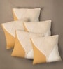 Handmade Cotton Mustard and Off White Crochet Set of 5 (16x16inches) Cushion Covers