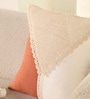 Handmade Cotton Rust and Off White Crochet Set of 2 (16x16inches) Cushion Covers