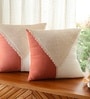 Handmade Cotton Rust and Off White Crochet Set of 2 (16x16inches) Cushion Covers