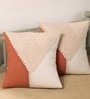 Handmade Cotton Rust and Off White Crochet Set of 2 (16x16inches) Cushion Covers