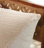 Handmade Cotton Rust and Off White Crochet Set of 2 (16x16inches) Cushion Covers