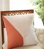 Handmade Cotton Rust and Off white Crochet Set of 3 (16x16inches) Cushion Covers