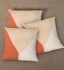 Handmade Cotton Rust and Off white Crochet Set of 3 (16x16inches) Cushion Covers