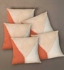 Handmade Cotton Rust and Off White Crochet Set of 5 (16x16inches) Cushion Covers