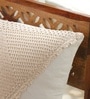 Handmade Cotton Taupe and Off White Crochet Set of 3 (16x16inches) Cushion Covers