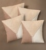 Handmade Cotton Taupe and Off White Crochet Set of 4 (16x16inches) Cushion Covers