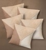 Handmade Cotton Taupe and Off White Crochet Set of 5 (16x16inches) Cushion Covers
