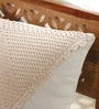 Handmade Cotton Taupe and Off WhiteCrochet Set of 2 (16x16inches) Cushion Covers