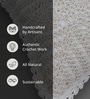 Handmade Crochet Cotton Boho Off white Set of 2 (16x16inches)Cushion Cover