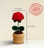 Red Rose Handmade Crochet Flower With Pot
