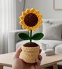 Yellow Sunflower Handmade Crochet With Pot