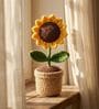 Yellow Sunflower Handmade Crochet With Pot