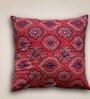 Handmade Embroidered Cotton Brick Red Set of 2(16x16inches) Cushion Covers