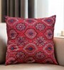Handmade Embroidered Cotton Brick Red Set of 2(16x16inches) Cushion Covers