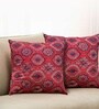 Handmade Embroidered Cotton Indigo Green Set of 2(16x16inches) Cushion Covers