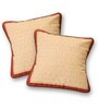 Handmade Embroidered Cotton Ivory, Maroon and Navy Blue Set of 4(16x16inches) Cushion Covers