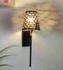 Handmade Etched Shade Wall Lamp with Metal Base   Warm Ambient Light