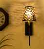 Handmade Etched Shade Wall Lamp with Metal Base   Warm Ambient Light