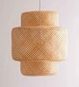 Handmade Foldable Webbing Rattan Cane Pendant Hanging Light (White & Brown)